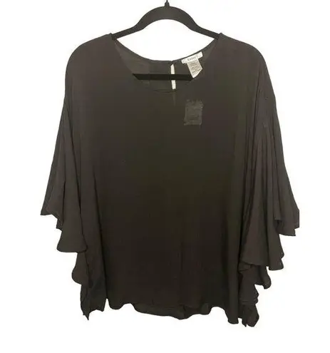 Esley NWT  Rayon and Tencel Black Flowy Blouse with Flatter Sleeves sz. XL