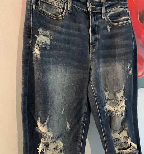 Judy Blue Womens Jeans 9 29 High Rise Boyfriend Fit Skinny Destroyed Stretch