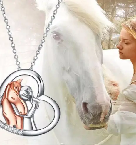 Boutique Horse Pendant Necklace Jewelry 925 Sterling Silver Heart Gifts for Women Girls