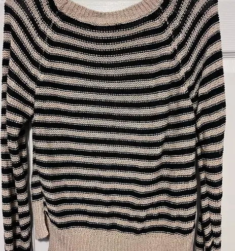 BCBGMAXAZRIA  beige and black striped knit sweater size large