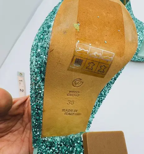 3.1 Phillip Lim turquoise glitter Party Platform Sandals size 35 / US 5