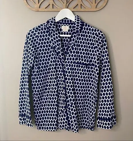 Kate Spade  Pajama Button Down Top Blue Sz Small