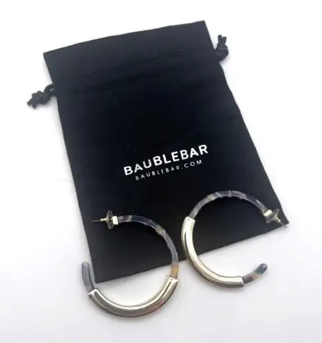 BaubleBar  Women's Gold Tone Metal Colorful  Tortoise Hoop Acetate Earrings