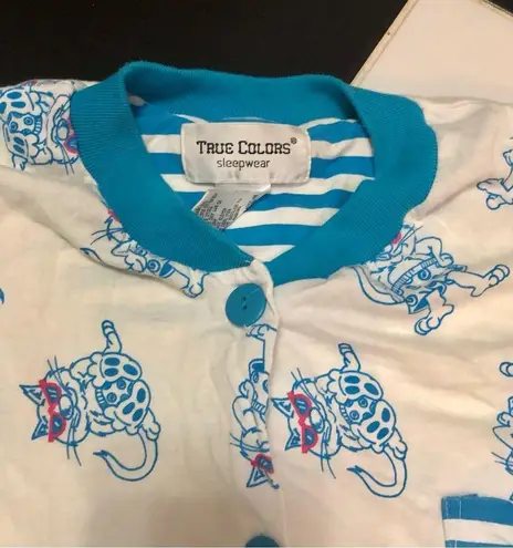 Vintage True Colors Sleepwear AOP All Over Pattern Cat Romper Pajamas size M Multiple Size M