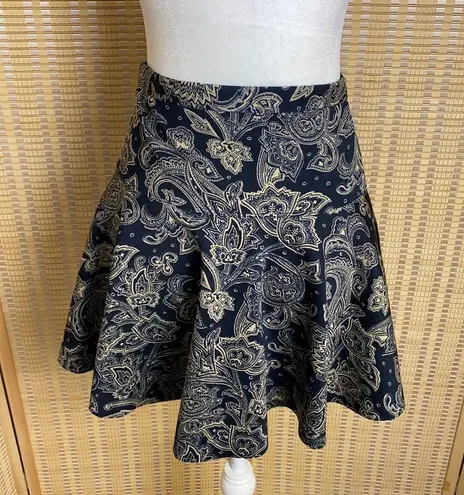 Abercrombie & Fitch Blue & Tan Paisley Flare Mini Skirt Size Medium