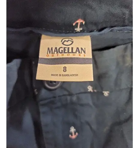 Magellan Blue Anchor Flat Front Cotton Lightweight Shorts Size 8 B29.1