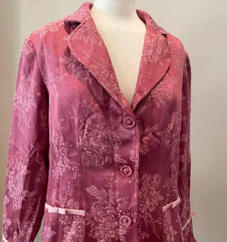 Susan Graver Womens Silk Brocade Pink Blazer Jacket Size Large