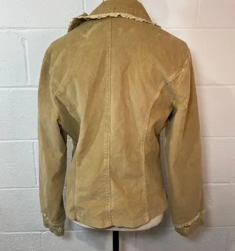 Misha Y2K Vintage Tan Corduroy Floral Embroidered Sequin Blazer Jacket Size XL