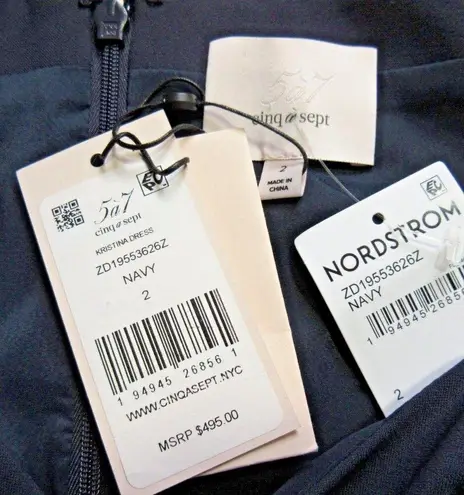 Cinq à Sept NWT Cinq a Sept Kristina in Navy Blue Knotted Fit & Flare Midi Dress 2 $495