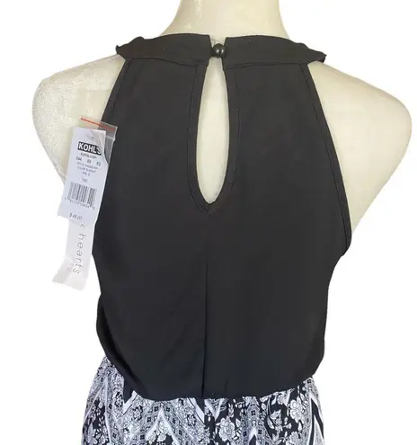 Three Pink Hearts women's black and white halter top sleeveless long maxi dress