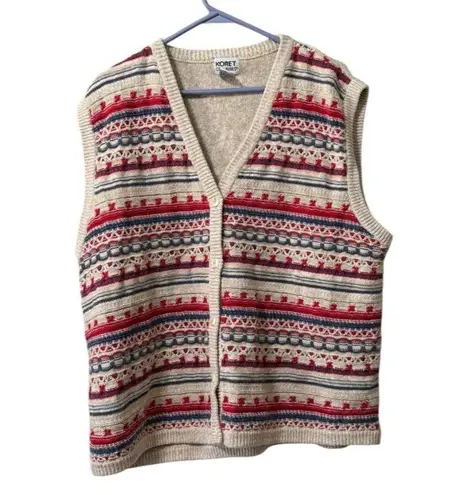 Koret City Blues Sweater Vest Size 1X Button Down Cotton Blend Knit Classic