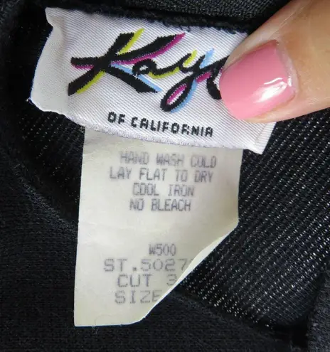 KAYO 1980s Vintage Pink & Blue Color Block Long Sleeve Dress Retro Large Size 10