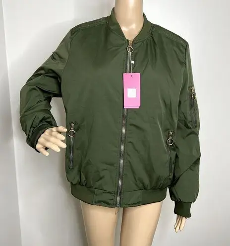 Army Green Quilted Windbreaker Zip Up Jacket Size undefined
