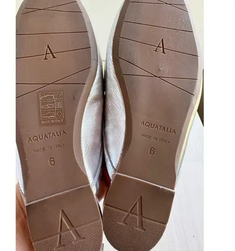 Aquatalia Jayleen Metallic Silver Slip On Flat Mule size 6