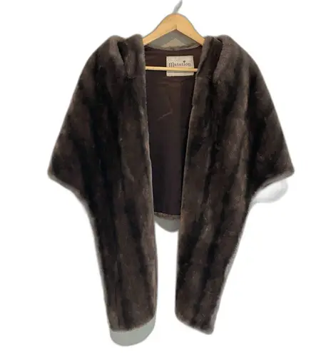 Princeton"s Mutation Vintage Brown Mink Fur Stole Cape Wrap Jacket Old Money Size M