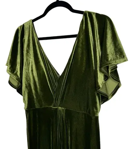 Revelry Gwen Velvet Dress in Olive Green 8