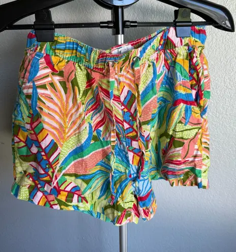 C&C California  100% Linen Tropical Print Shorts Beachy Hawaiian Resort Women's M - Image 1