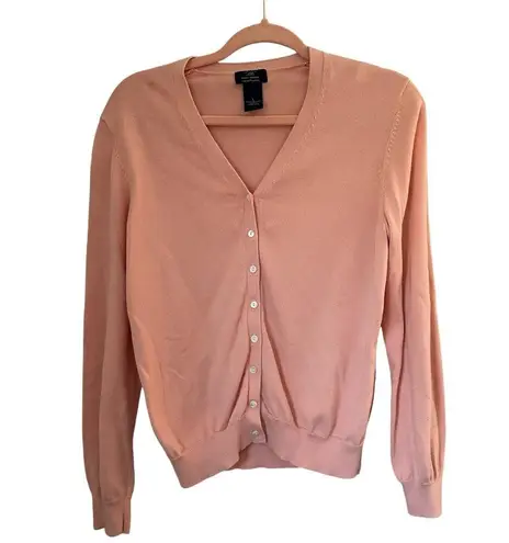 Brooks Brothers Y2K Preppy Classic Blush Pink Supima Cotton Fitted Cardigan L