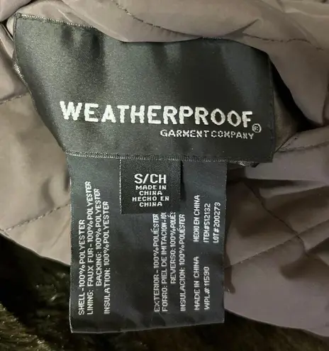 Weatherproof Reversible Green Fur Quilted Puffer High Neck Vest Jacket Coat Sz S