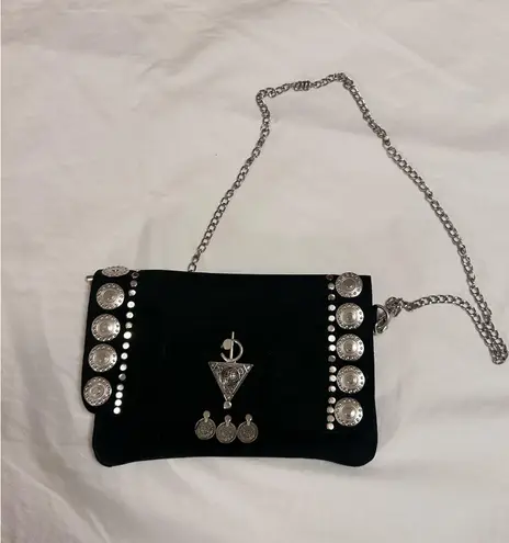 *Never used* Handmade leather crossbody bag from Morocco Black