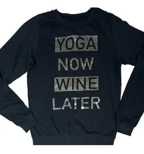 Project Karma Women's Black Long Sleeve Graphic Crew Neck Sweat Shirt Sz M