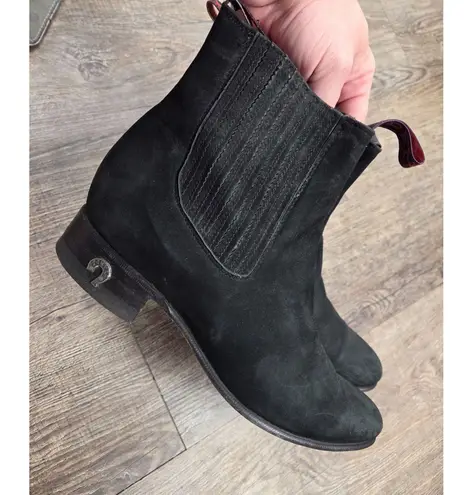 DENVER Western Chelsea Boots Black Suede Leather Rodeo Quality MX27