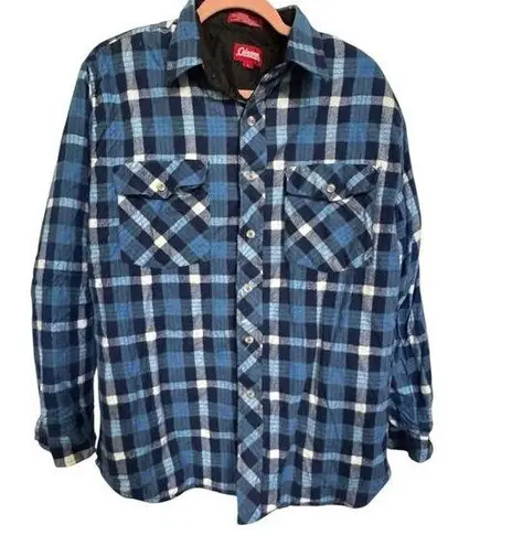 Coleman Large Flannel Jacket Lined Outdoor Fall Blue Lumberjack Front Pockets