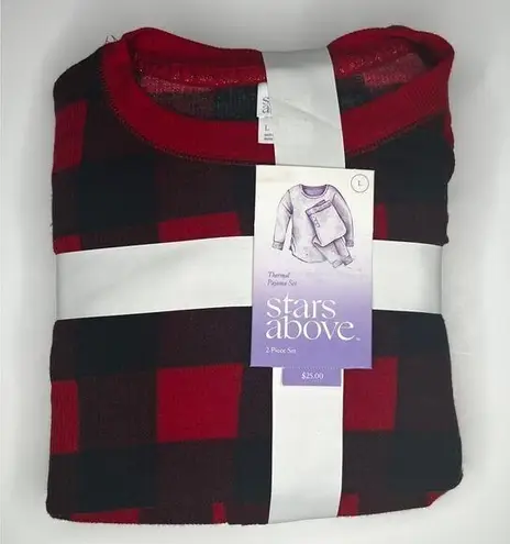 Stars Above Red Buffalo Plaid Thermal Pajama Set New L