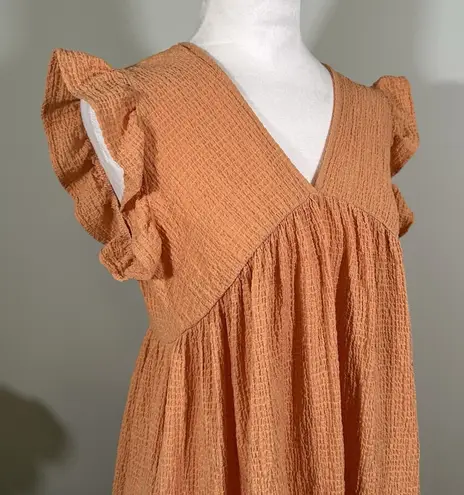 Ces Femme Dress Peach Ruffle Sleeve Fits Small