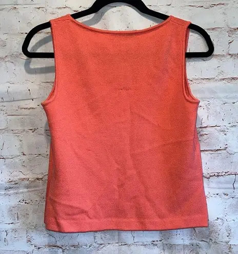 St. John Shirt Womens Petite Pink Coral Sweater Tank Top Wide Scoop Neck