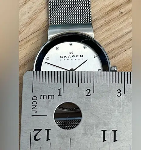 Skagen Denmark Ladies Watch Stainless Steel Mesh Bracelet Dial Ring Crystals