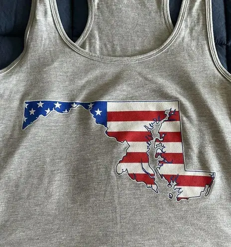 Next Level Apparel Maryland State American Flag Women's Racerback Tank Top US Pride Gray Size XXL