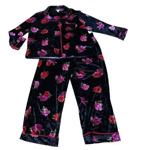 Sofia Intimates by Sofia Vergara Floral Print Pajama Set Black 2X (18W