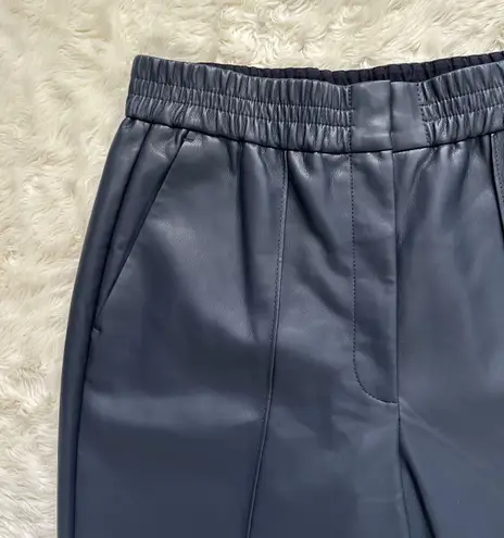 Rebecca Taylor Pants Vegan Leather Track Pant Crop Dark Navy Blue 14 NWT New