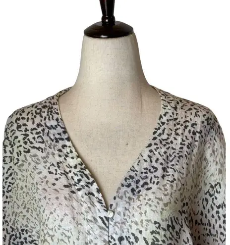Rails Shirt Women Medium Ivory Linen Blend Thea The Rainbow Cheetah Print Blouse