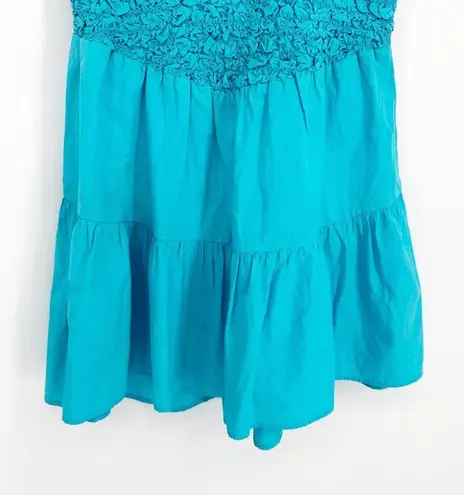 Saylor Marlow Mini Dress Cotton Popcorn Smocked in Blue Women's XS