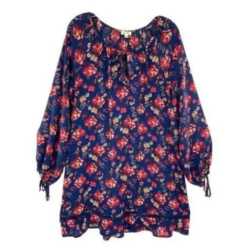 Lily White Floral Peasant Boho Tunic Dress