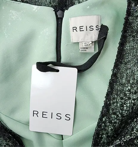 Reiss NEW Tali Sparkle Wrap Bodycon Dress Sequins Green SIze 8