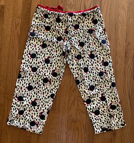 Disney Minnie Mouse Animal Print Pajama Pants Sleepwear Size Large 12-14