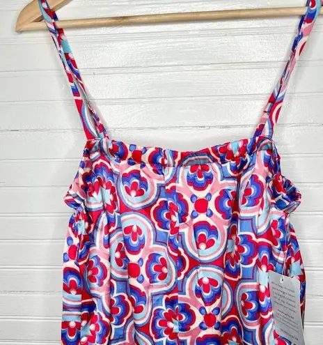 MELLODAY Printed Wide Leg Patterned Pocket Jumpsuit Size XL Red Blue