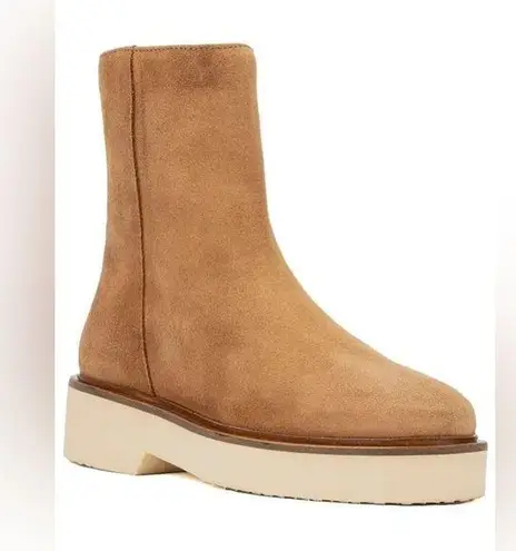 Aquatalia Maddie Whiskey Suede Platform Bootie Size 6.5 NWT Water‑Resistant