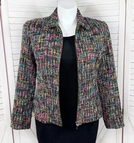 Coldwater Creek Vintage Boucle Tweed Wool Blend Blazer Jacket Multicolor 14