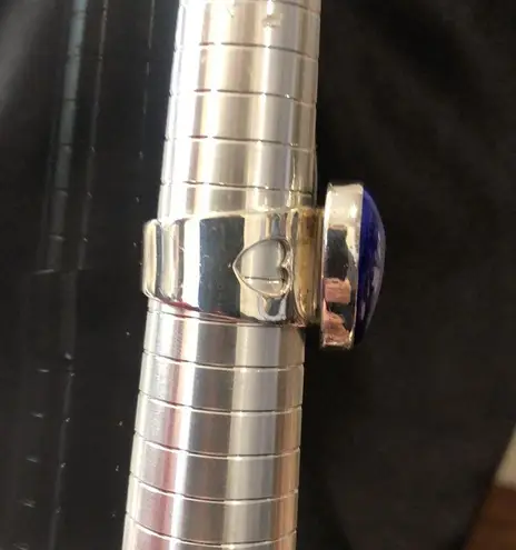 Sterling Silver JAY KING DTR Lapis Lazuli Heart Shaped Cabochon Ring Sz 8-3/4