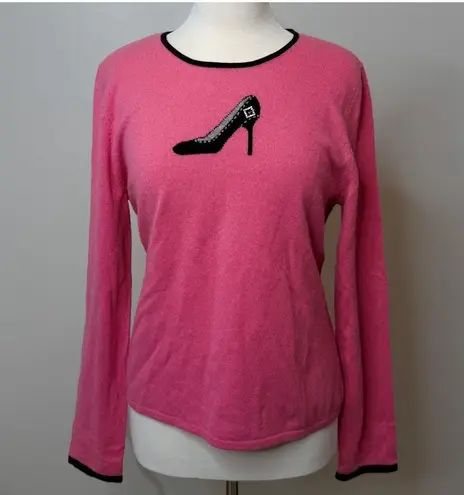 Daniel Bishop Sweater Size Small Pink 100% Cashmere High Heel Rhinestone Vintage