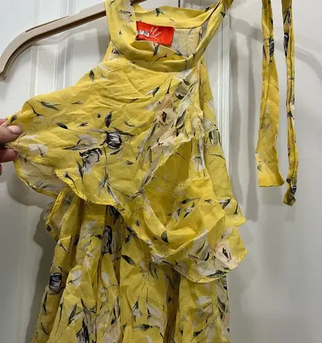 Monique Lhuillier FLAWED ML Yellow Floral Tiered Top Size XS $295