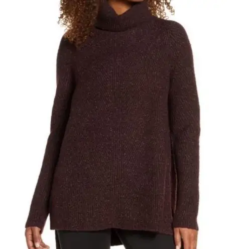 Sweaty Betty  Shakti dark plum cowl neck side slit sweater medium