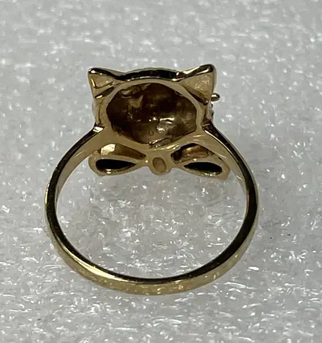 Head 10KT Yellow Gold Clyde Duneier Cat’s With Bow Ring 7