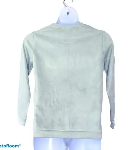 max Crew Neck Faux Suede Textured PRECIOUS Embroidered Sweatshirt size Medium Green