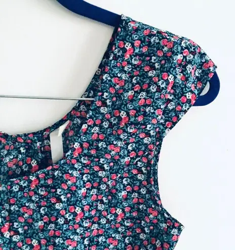 Reformed Navy Blue & Pink Floral Open Back Romper Jumpsuit Size M Size M