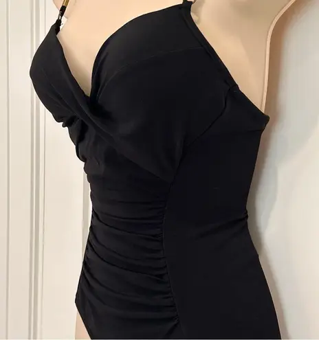 Robin Piccone One Piece Swimsuit Ruched Spaghetti Straps Gold Black Size 4 Beach